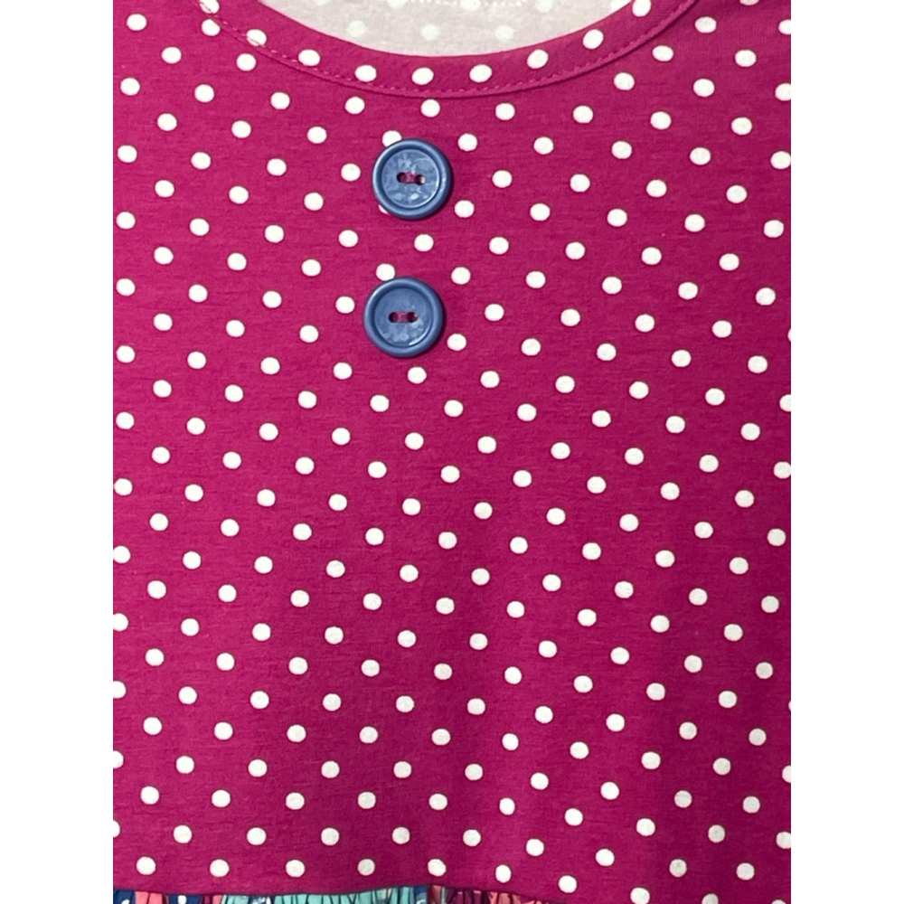 Girls Eleanor Rose Casual Dress Size 7 Pink Blue Floral Polka Dot - Picture 2 of 7